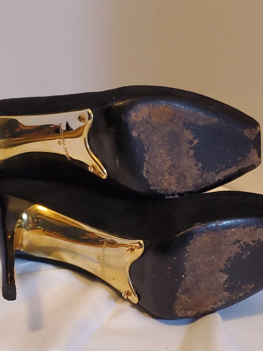 Authentic Louis Vuitton Women's Black Suede Ankle Strap Stiletto Heels Size 38.5 - Picture 8 of 16